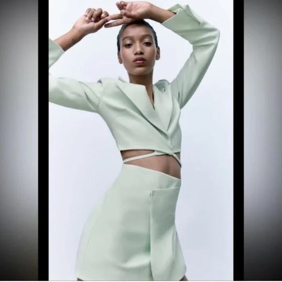 Zara NWT cut out blazer dress pastel green 3067/204 - Picture 6 of 9